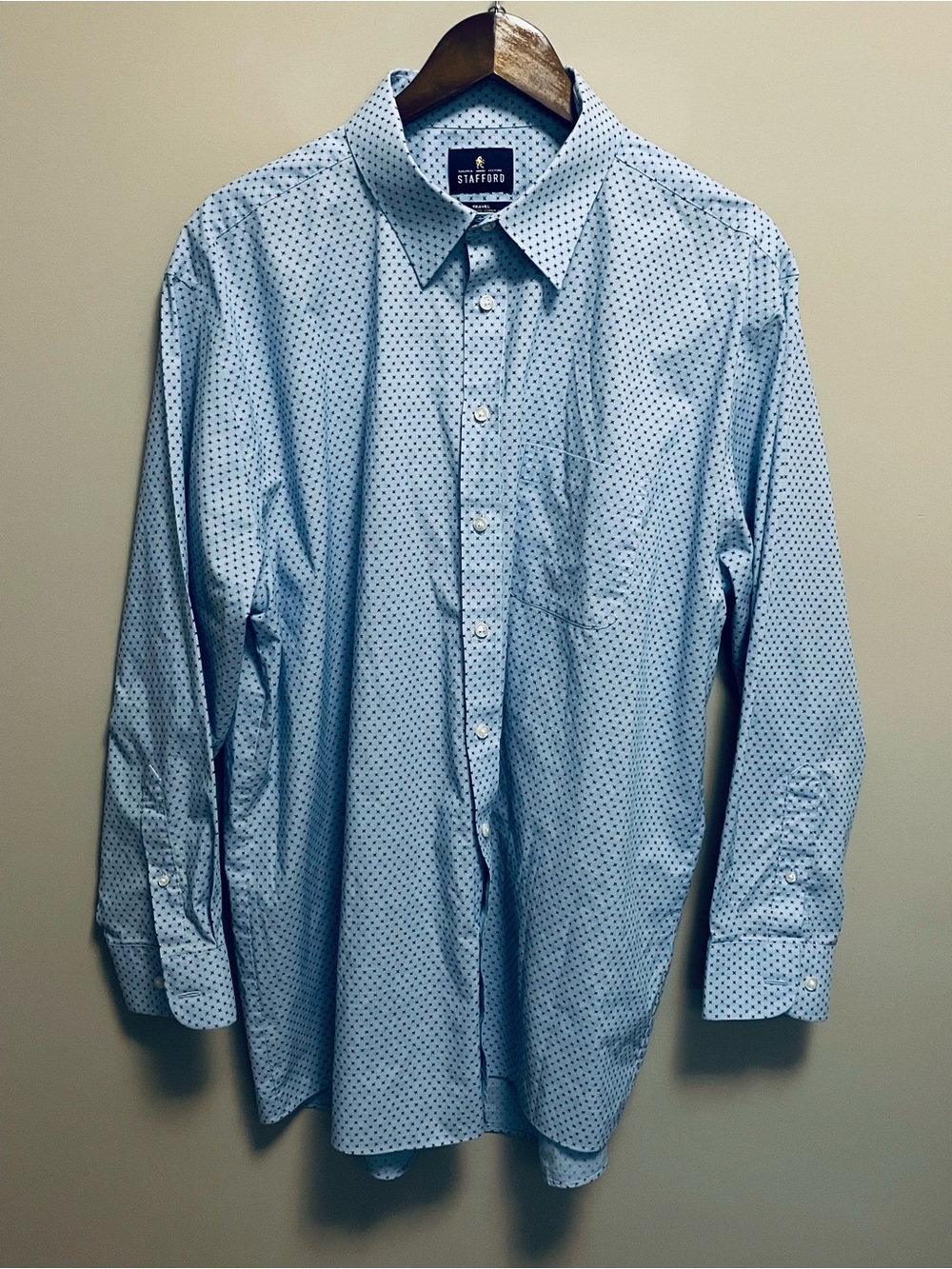 Stanford Performance Super Shirt Button Up Blue Print Dress Shirt Men’s 18